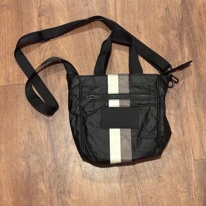 Aloha Collection Black Stripe Mini Crossbody Tote Bag Le Voyageur Purse Travel